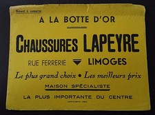 Buvard CHAUSSURES LAPEYRE A la botte d'or LIMOGES Blotter Löscher jaune