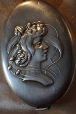  PENDENTIF MIROIR Ancien EN ARGENT MASSIF ART NOUVEAU