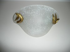 Applique Murale vasque verre moucheté blanc avec déco drapée or