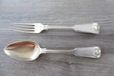 Ancienne paire de couverts en argent massif vermeil Russe orfèvre Wulf