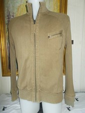 Veste pull zip gilet reversible NAPAPIJRI coton beige marron taille L
