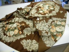 1 carré foulard marron  fleurs mode accessoire c5ref02