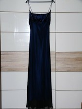 Longue Robe de Soirée Bustier à Fines Bretelles Bleu Nuit 155 cm Taille 38