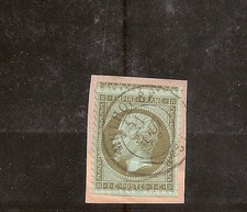 Timbre FRANCE,Yv 19 cad MULHOUSE Haut-Rhin,21/8/1865,cote 50 €,variété trou dent