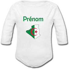 Body Bébé Carte Algérie avec Drapeau avec prénom personnalisé - cadeau naissance