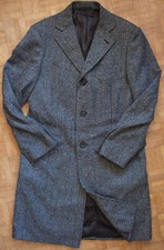 RAFFAELE CARUSO men's textured grey wool coat size 46 superfine english cloth
