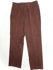 Carolina Herrera Hommes Pantalon 35x32 Solide Marron Chino Coton Casual Kakis