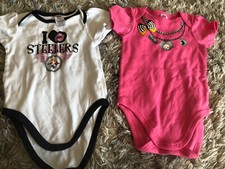 NFL~Pittsburgh 2 Steelers Baby 6-12 Months Baby Body Suit~One Piece  Girls