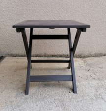 1 table de chevet pliante en teck peinte en gris anthracite