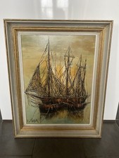 Luc Virgir XXème Tableau Marine Huile Sur Toile Dlg Bernard Buffet