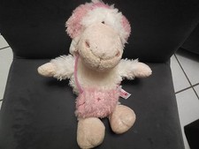 doudou peluche mouton blanc sac cache oreille rose NICI 29cm