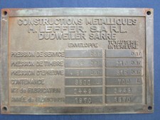 Ancienne plaque CONSTRUCTIONS METALLIQUES H. LEFFER. S.AR.L. 13,1 x 19,2 cm