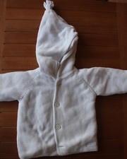 Veste manteau blanc bébé tricot doublée Petit Bateau 6 mois 