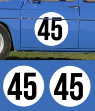 2 STICKERS ROND BLANC 40cm ET NUMEROS RALLYE RACE COURSE AUTOCOLLANT NU015