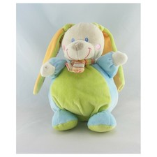 Doudou musical lapin vert bleu écharpe rayé MOTS D'ENFANTS - Lapin Sonore et ou 