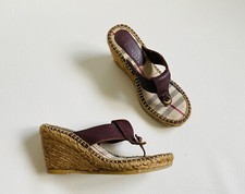 Sandales compensées en corde et cuir BURBERRY - Pointure 36