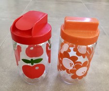 Pots Cuisine Henkel Fleurs Orange  Pommes Rouge Vintage