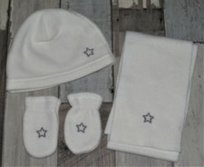 ~ 6/12 mois - MAR180 ~ Ensemble  Bonnet + Echarpe + Moufles Mixte ~