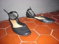 CHAUSSURES PLATES / BALLERINES ULTRA CHIC JIL SANDER T 37 38 NOIR IRISE TBE