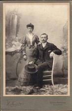 Grande CDV couple homme femme en pied E. Feugère Roanne Jules Brosselard 1900