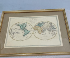Antique engraving old map of the world Tableau encadré Ancien Carte Du Monde