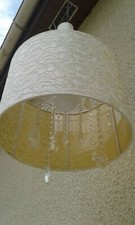 Lustre abat jour vintage 80's avec pampilles