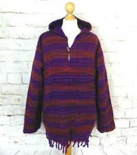 Vintage Indian franges Rose Violet Pull à Capuche Capuche Très Doux Moelleux Chaud 20