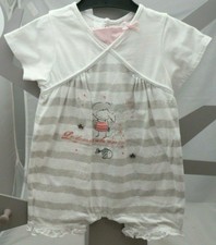 Absorba Combinaison Short blanche rayée Coton bébé fille 3 mois