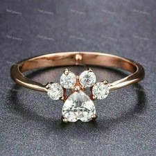 2Ct Forme Coeur Imitation Diamant Patte Femmes Bague 14K Argent Plaqué or Rose