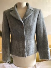 Veste 85 % laine 15 % mohair HELENA SOREL taille 38 bleu clair chiné en TBE.