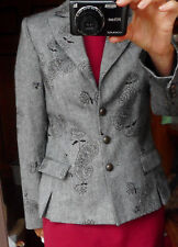 Veste blazer 40 tweed gris motif cachemire noir créations HAZAN PARIS