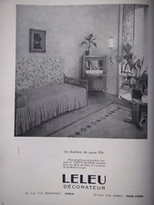 PUBLICITÉ DE PRESSE 1951 LELEU DÉCORATEUR LA CHAMBRE DE JEUNE FILLE -ADVERTISING