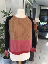 Pull LUI-JO taille S/M noir/beige/rose mohair bon etat