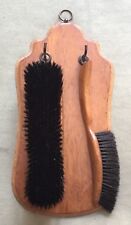 Antique Shoe & Clothes Brush Set with Oak Matching Hanging Rack