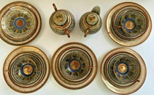 Japanese Thousand Faces sugar cream cup saucer 16 pc Eggshell Porcelain tea set