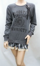 Tunique sweat René DERHY T 36/38 S/M volant dentelle original pull TBE