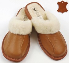 Chaussons Pantoufles Mules Chaudes 100% Cuir Laine de Mouton Fourrure Femme