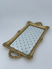 Plateau orné de bois baroque avec miroir et impression fleur de lis fleur antiqu