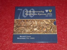BELGIQUE BATAILLE EPERONS D'OR BU-SET 2002 COFFRET MONNAIES FDC EUROS + Médaille