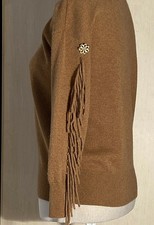  PULL ESTHEME T40 FRANGES SUR MANCHES CAMEL 100% CACHEMIRE ultra fashion!