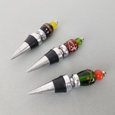 Multi - Color Glass Ball Beautifully Decorated Wine Bottle Stoppers Set of 3