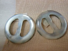 duo boucle de ceinture vintage noir nacré blanc 4 cm ME29 