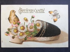 Superbe CPA Fantaisie Gaufrés POSTCARD Papillon Chaussure Shoe Bird AMITIÉ