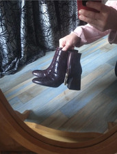 Superbe bottines rétro taille 37, bordeaux aspect croco, look rétro