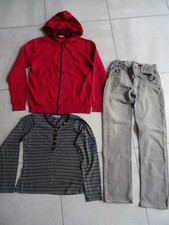 ensemble garçon 14 ans: gilet HetM capuche,3 suisses=TS,jeans