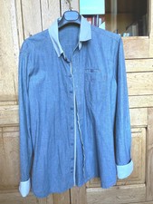 Chemise en jean ML T L - 40/42 - col amovible (mao) et manches transformables