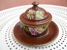 Ancien beurrier,confiturier,boite, pot en tôle émaillée ,Japy ?