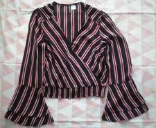 Haut / blouse femme à rayures noir, rouge et blanc Taille 34 (XS)