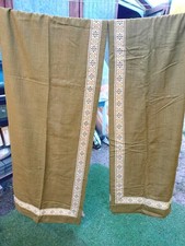 2 grands rideaux vintage 70's en lin épais 110 par 248 cm x 2 Très bel état 