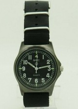 NEW MWC Dez 11 Swiss Quartz Gun Metal Case Black Strap 36 mm Mens Watch 